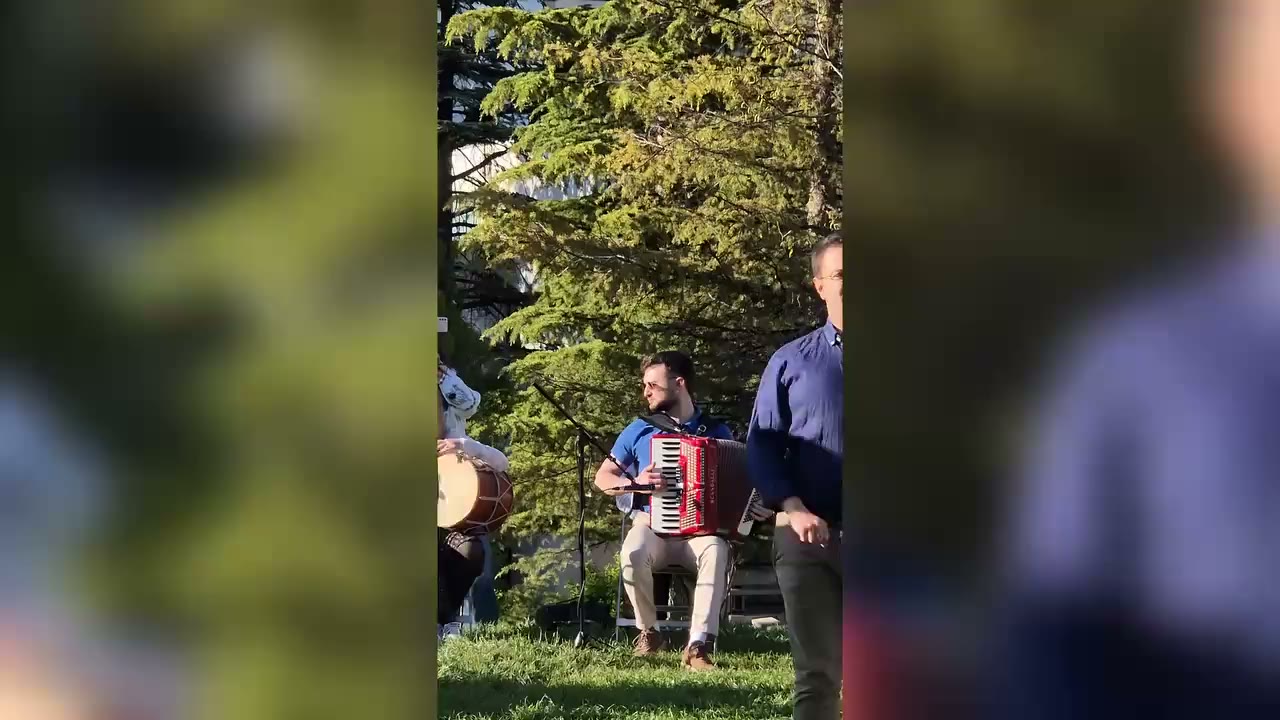 Çerkes düğününde akordeon performansı